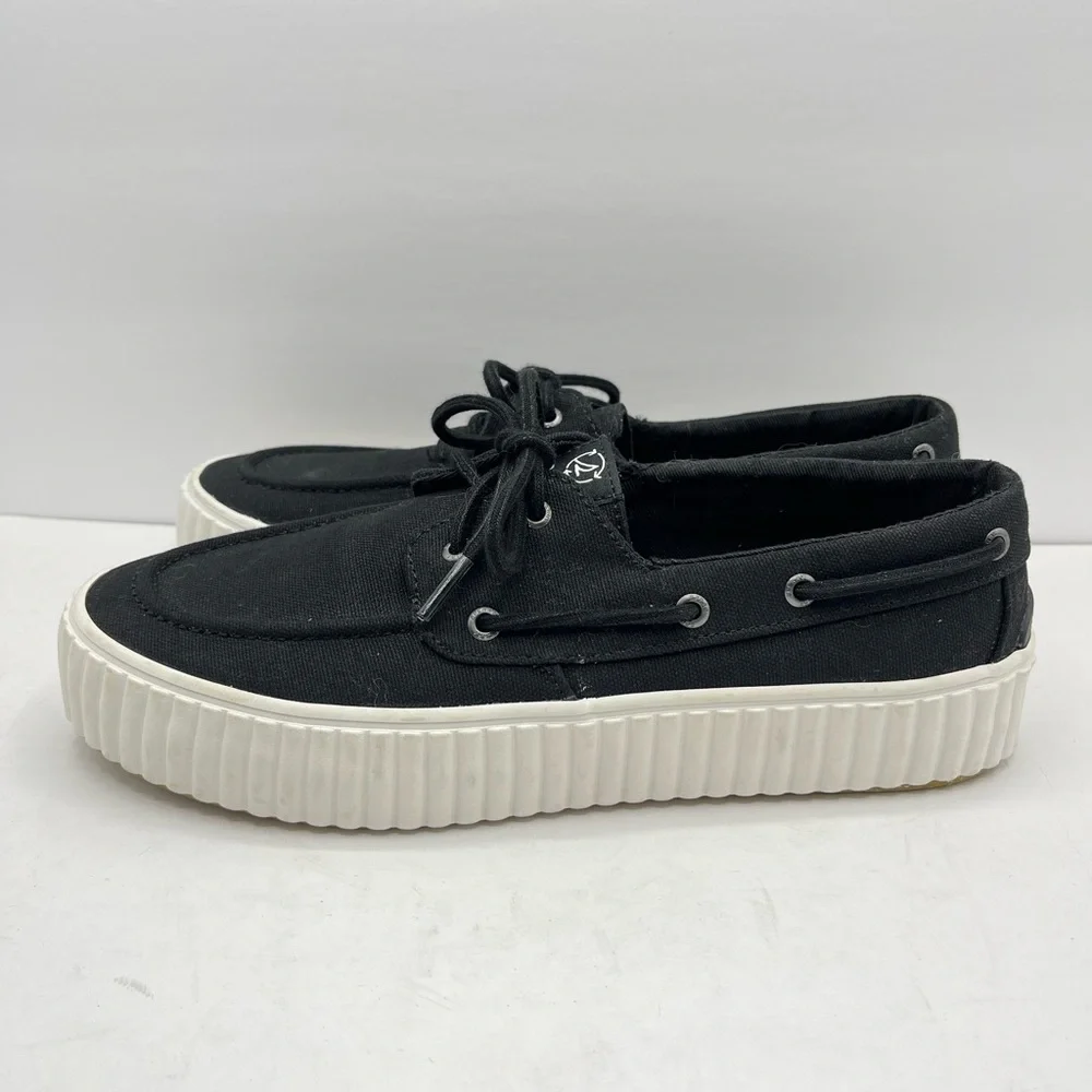 Sperry Women’s Size 10 Pier Wave Boat Platform Sneakers Casual black/white